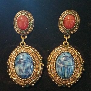 NIB HEIDI DAUS "Sparkling Scarab"  Carnelian Drop Earrings